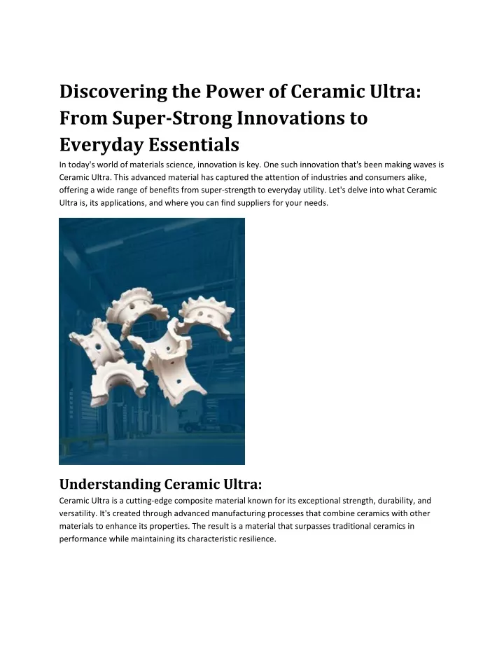 discovering the power of ceramic ultra from super