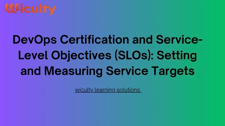 devops certification and service level objectives