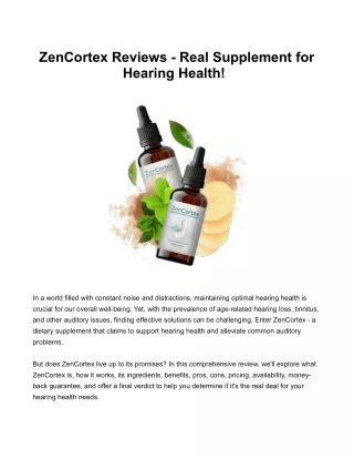 ZenCortex Reviews - Real Supplement for Hearing Health!