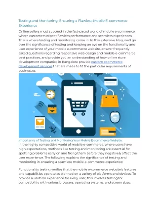 Testing and Monitoring: Ensuring a Flawless Mobile E-commerce Experience