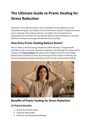 The Ultimate Guide to Pranic Healing for Stress Reduction