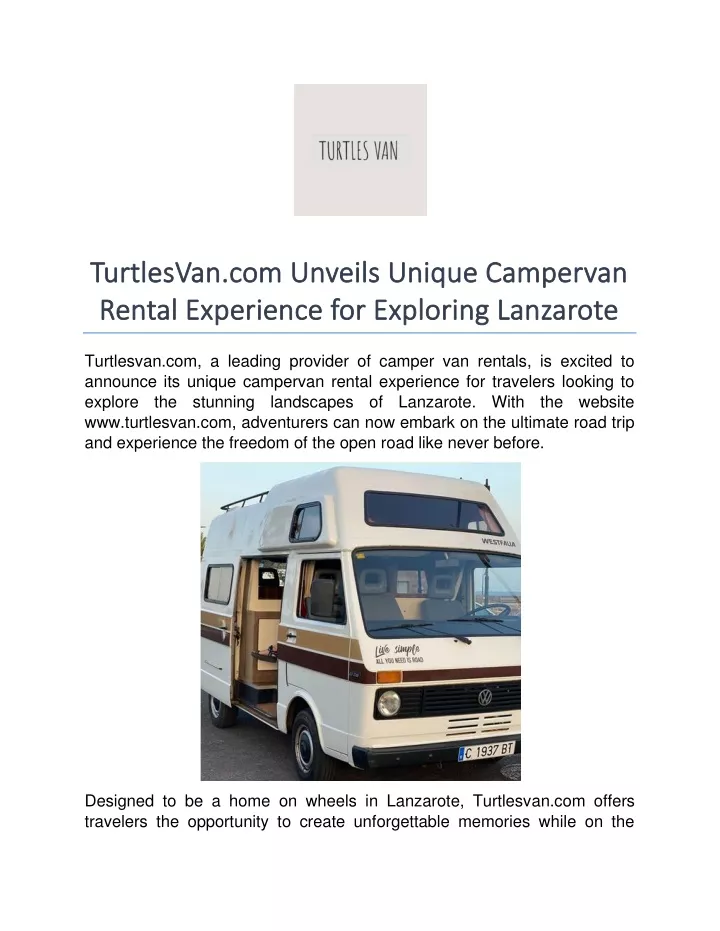 turtlesvan com unveils unique campervan