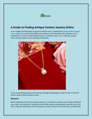 A Guide to Finding Antique Fashion Jewelry Online