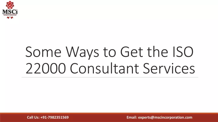 some ways to get the iso 22000 consultant services