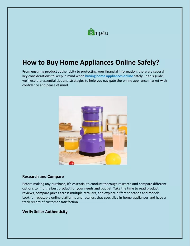 how to buy home appliances online safely