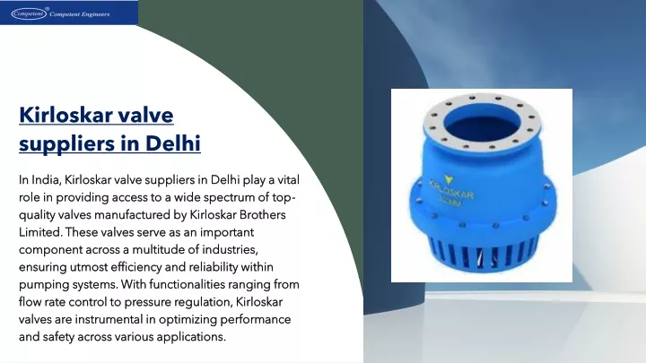 kirloskar valve suppliers in delhi