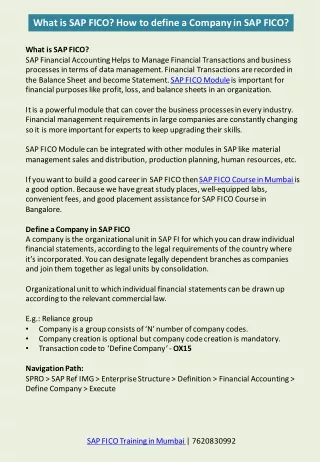 How to define a Company in SAP FICO