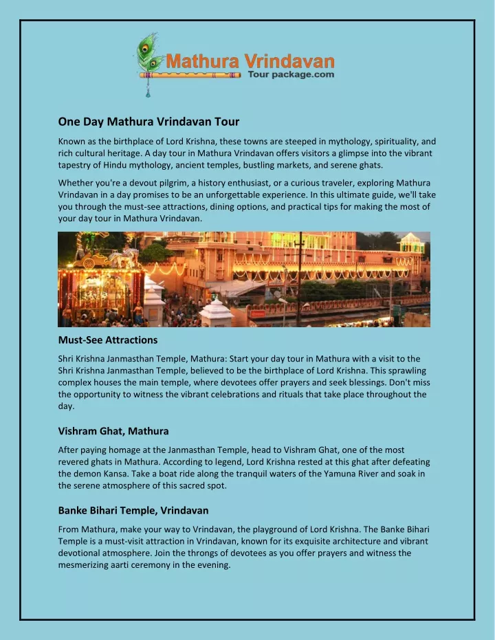 one day mathura vrindavan tour