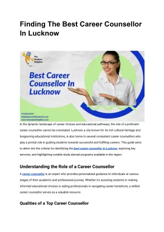 Finding the Best Career Counsellor in Lucknow