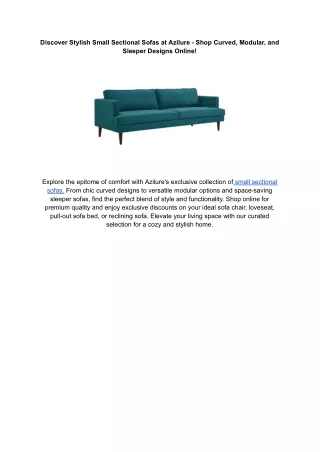 _Discover Stylish Small Sectional Sofas at Azilure - Shop Curved, Modular, and Sleeper Designs Online