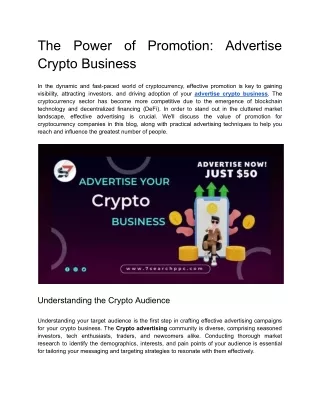 Advertise Crypto Business | Promote Crypto Sites