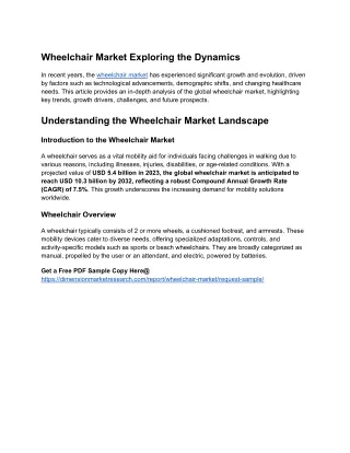 Wheelchair Market Exploring the Dynamics