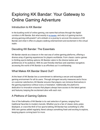 exploring kk bandar your gateway to online gaming