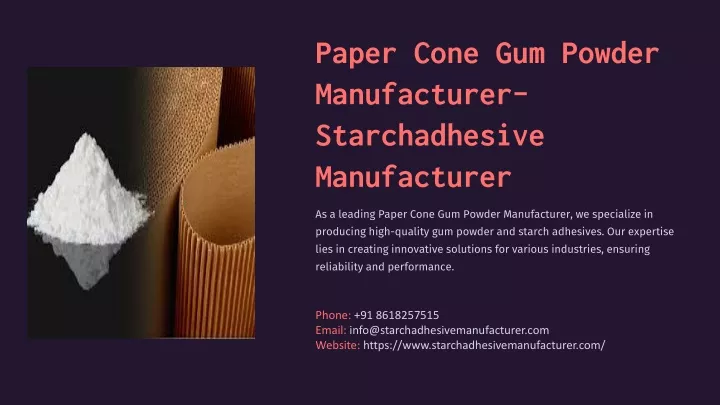 paper cone gum powder manufacturer starchadhesive