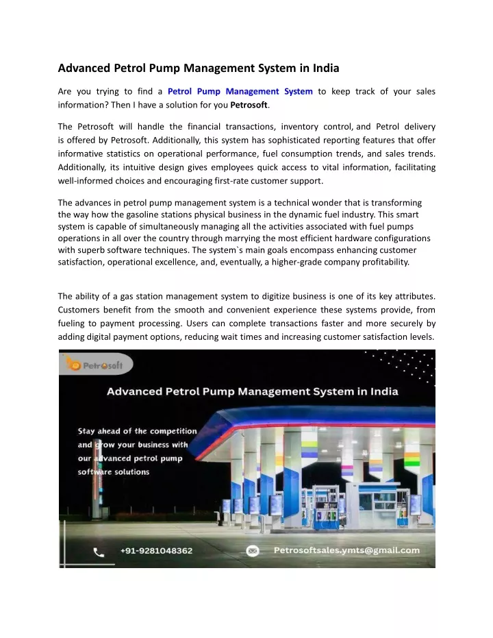 advanced petrol pump management system in india