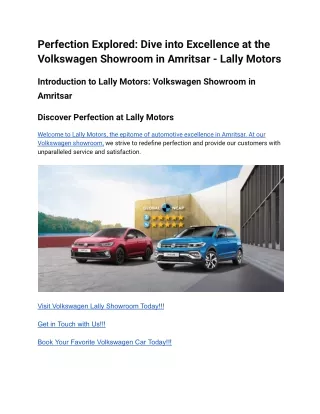 Perfection Explored_ Dive into Excellence at the Volkswagen Showroom in Amritsar - Lally Motors