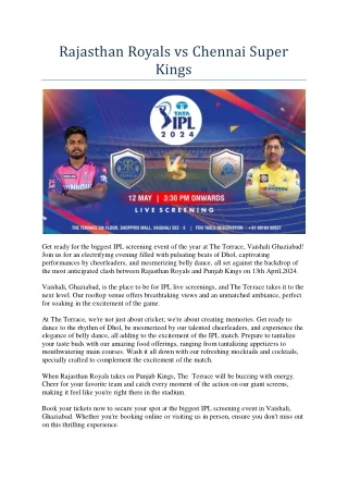 TATA IPL LIVE Screening Tickets Booking at The Terrace Vaishali, Ghaziabad