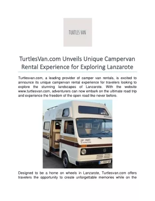 turtlesvan com unveils unique campervan