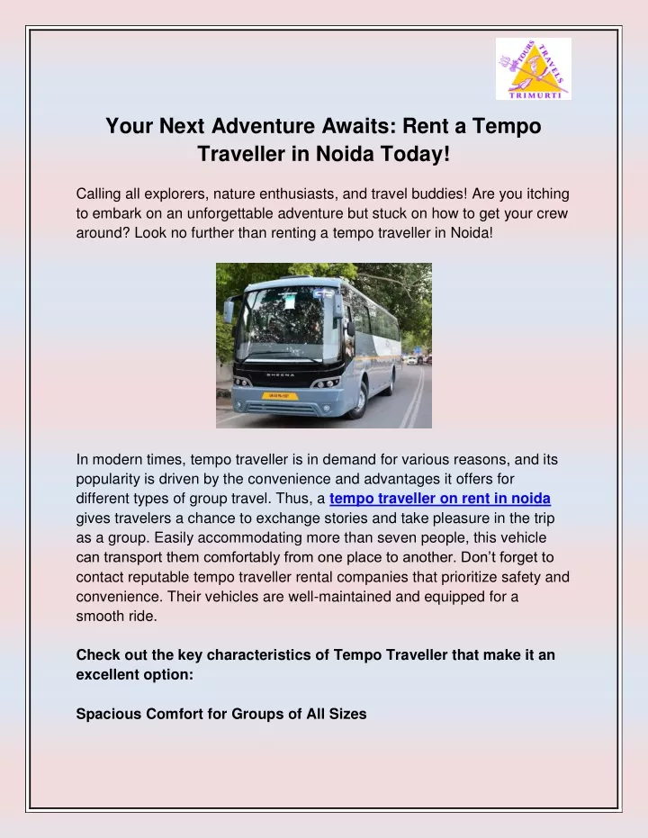 your next adventure awaits rent a tempo traveller