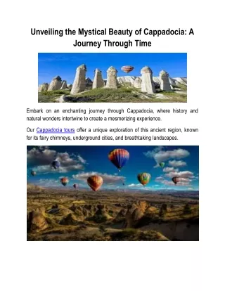 Unveiling the Mystical Beauty of Cappadocia A Journey Through Time