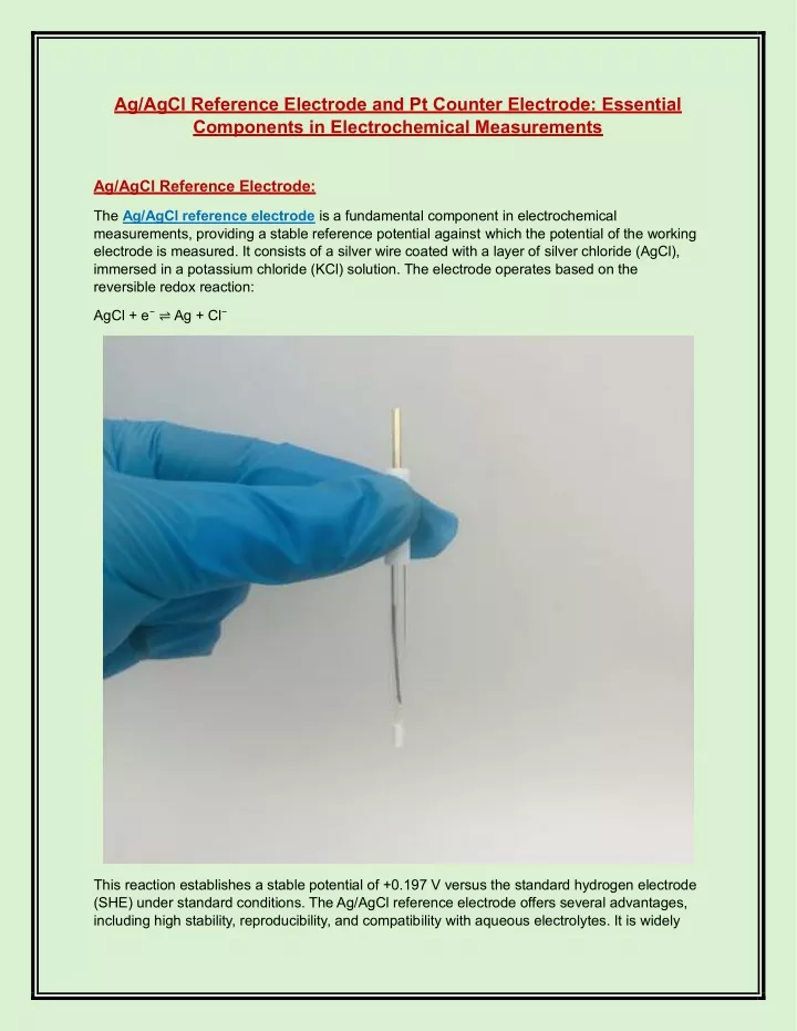 ag agcl reference electrode and pt counter