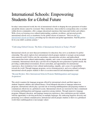 international schools empowering students