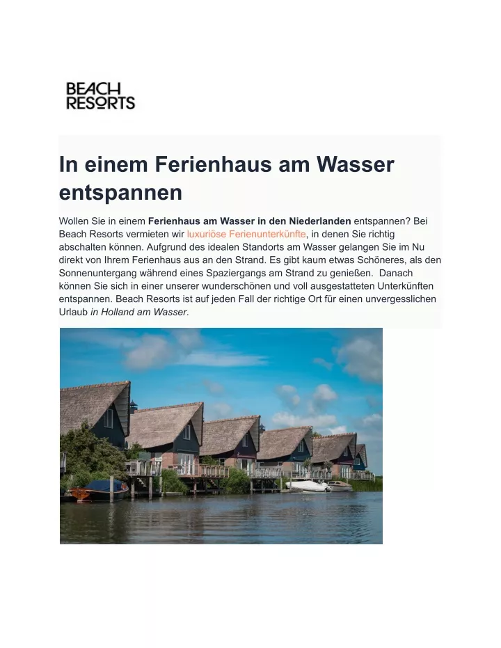 in einem ferienhaus am wasser entspannen