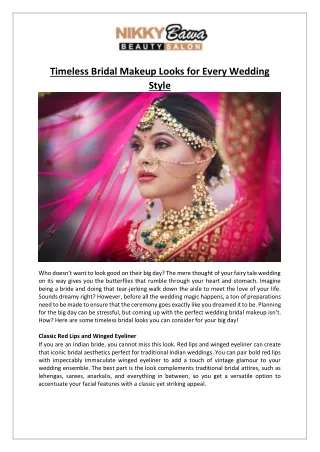 Nikky Bawa Medisalon - Timeless Bridal Makeup Looks for Every Wedding Style