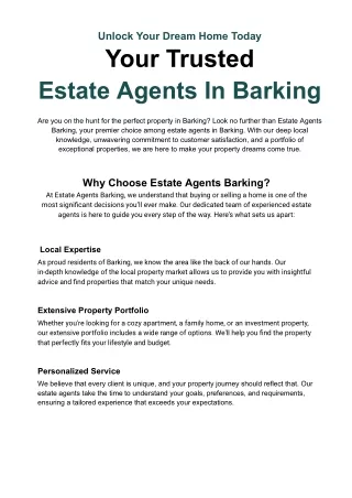 Your Trusted Estate Agents In Barking