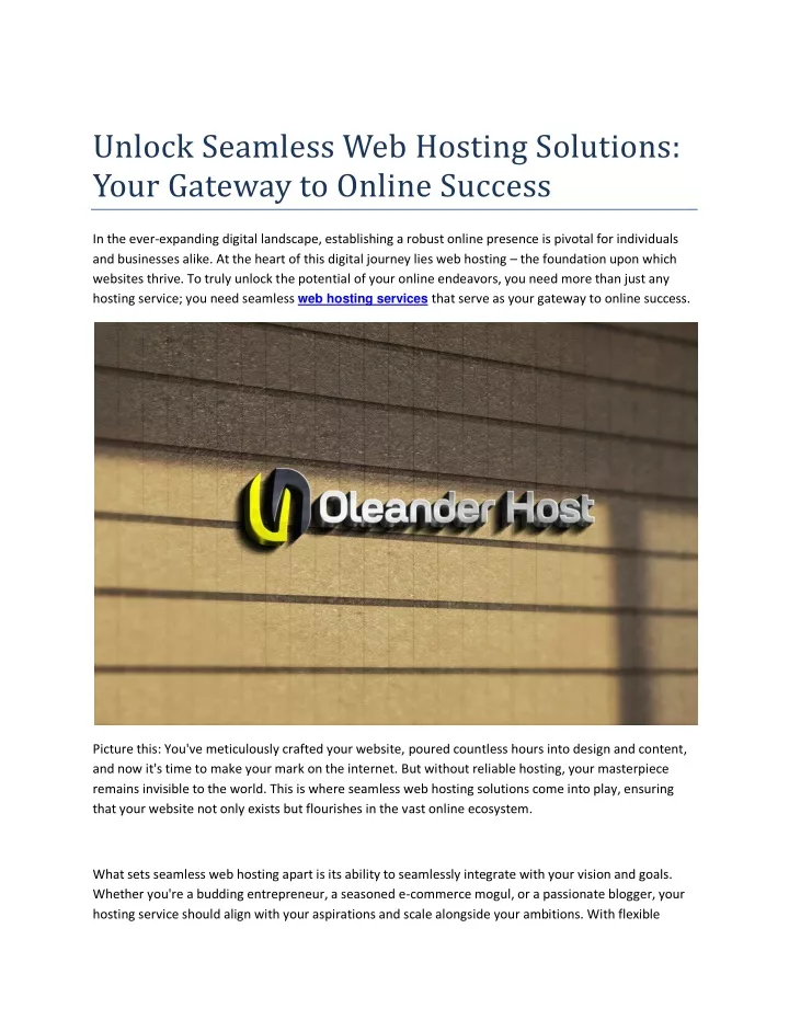 unlock seamless web hosting solutions your