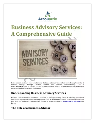 Business Advisory Services A Comprehensive Guide
