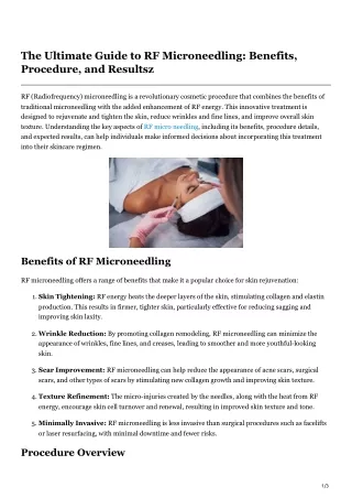 The Ultimate Guide to RF Microneedling Benefits Procedure and Resultsz