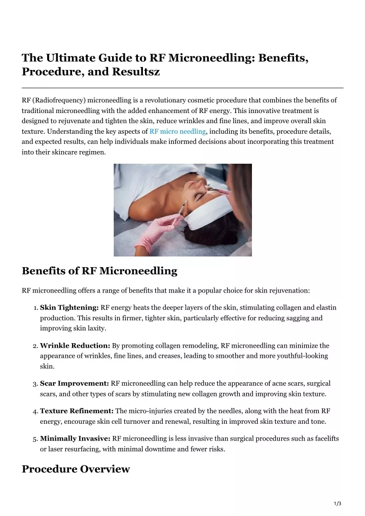 the ultimate guide to rf microneedling benefits