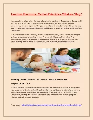 Excellent Montessori Method Principles: What are They?