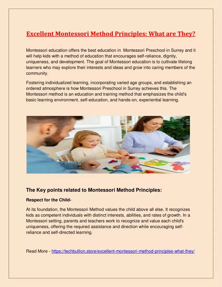 excellent montessori method principles what