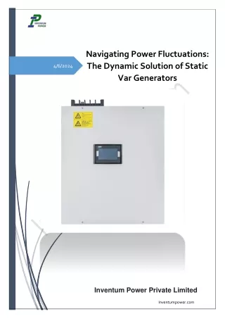 Navigating Power Fluctuations The Dynamic Solution of Static Var Generators