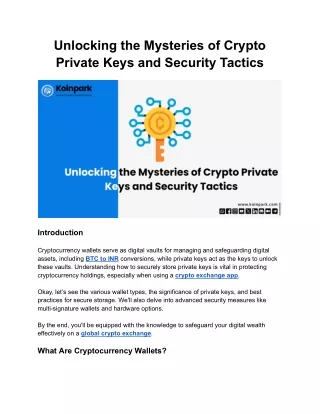Unlocking the Mysteries of Crypto Private Keys and Security Tactics