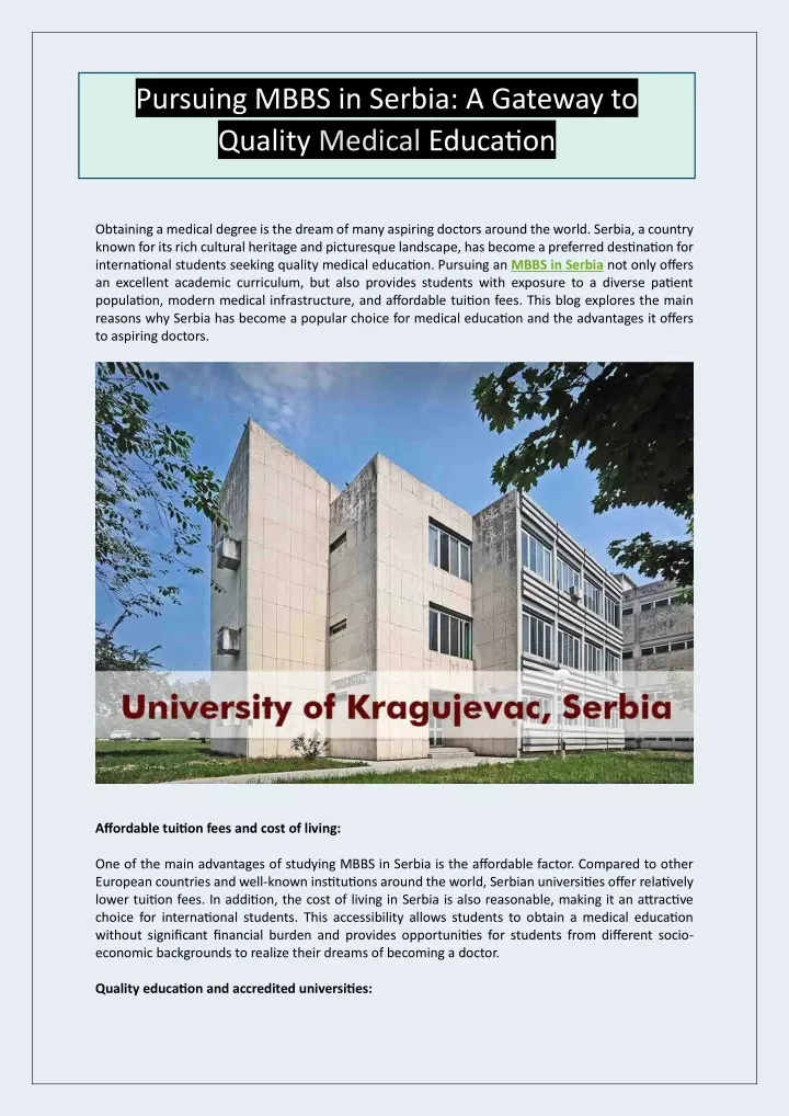 pursuing mbbs in serbia a gateway to quality