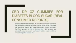 CBD Dr Oz Gummies for Diabetes Blood Sugar