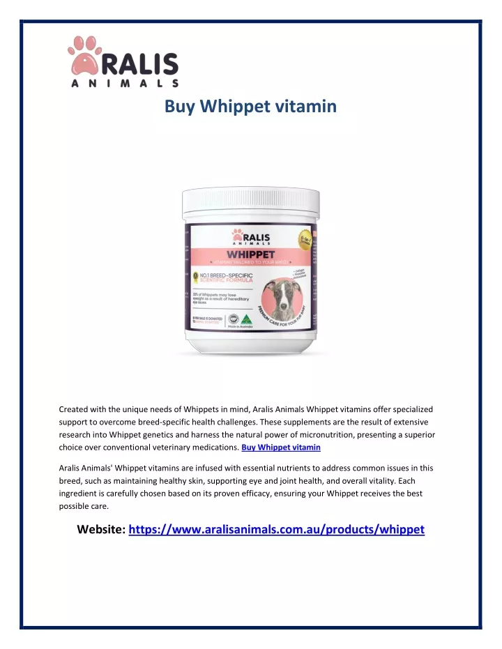 buy whippet vitamin