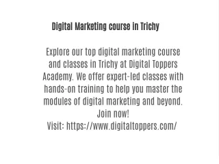 Digital Marketing course in Trichy
