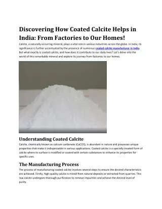 Discovering How Coated Calcite Helps in India