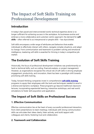 The Impact of Soft Skills Training on Professional Development