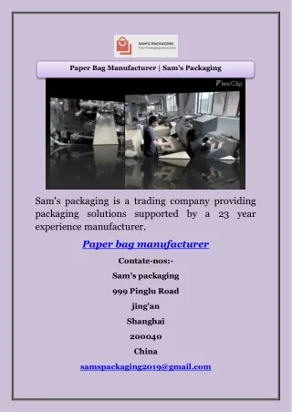 Paper Bag Manufacturer | Sam’s Packaging