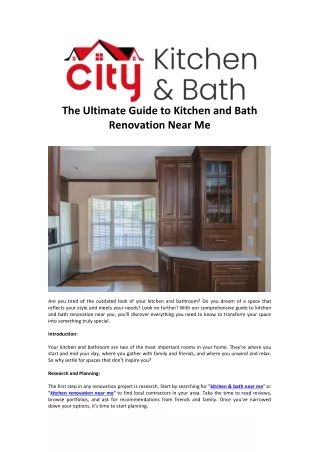 The Ultimate Guide to Kitchen and Bath Renovation Near Me