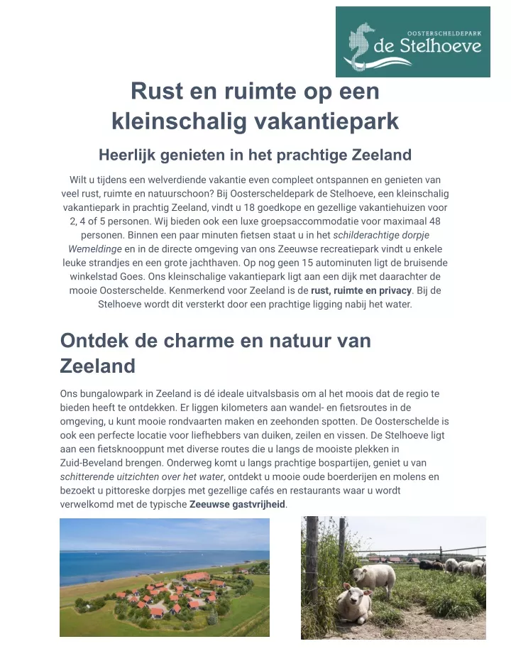 rust en ruimte op een kleinschalig vakantiepark