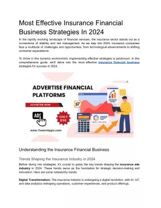 Most Effective Insurance Financial Business Strategies In 2024