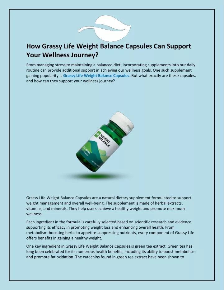 how grassy life weight balance capsules