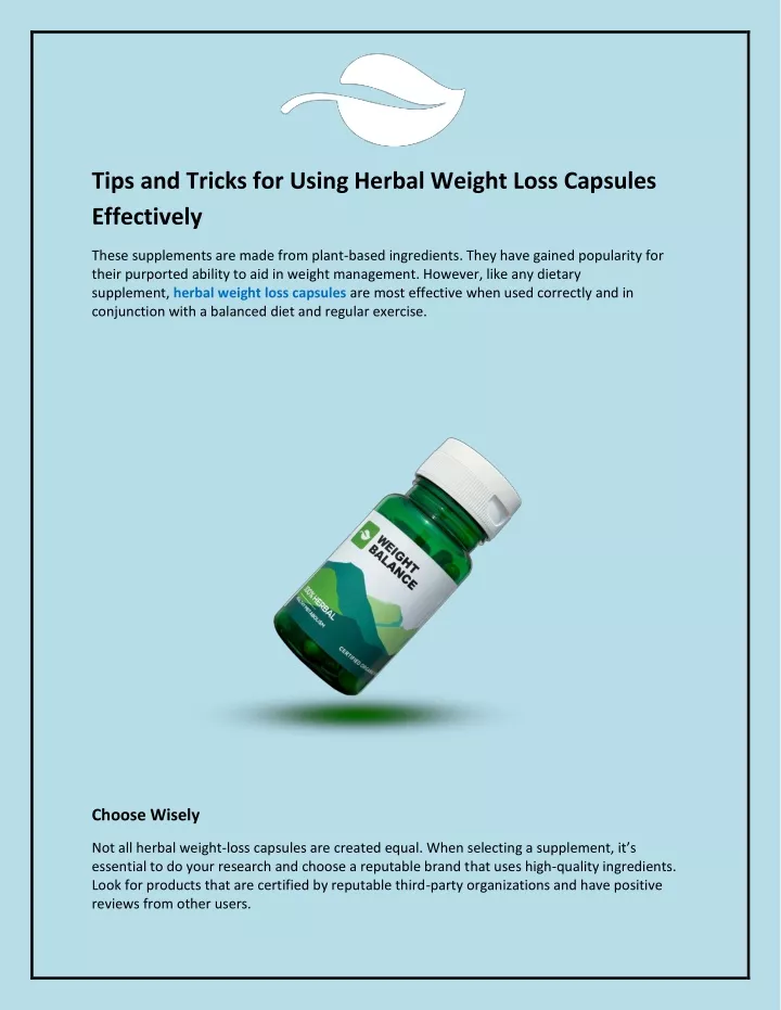 tips and tricks for using herbal weight loss
