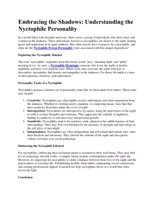 Nyctophile Person Personality Traits